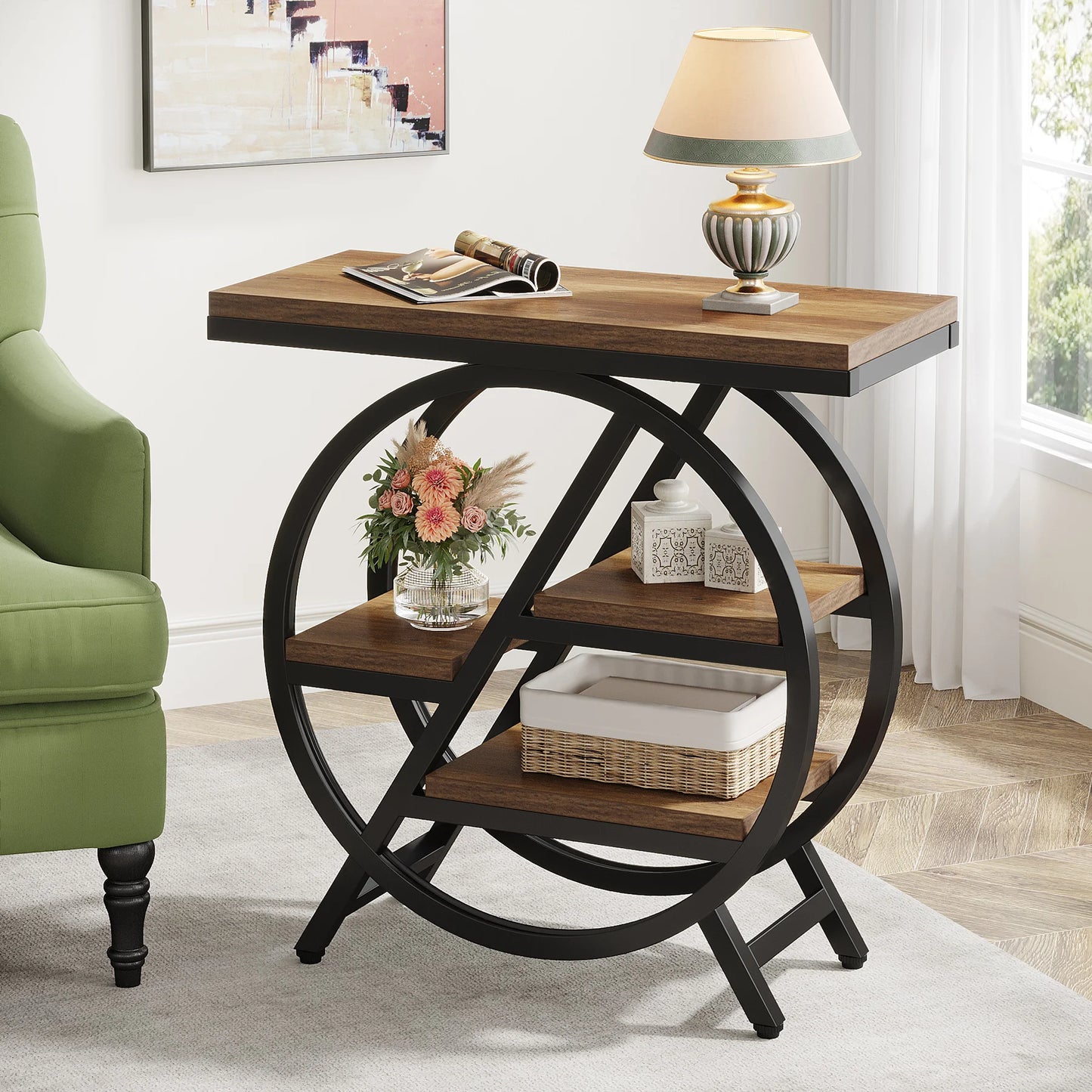 3-Tier Narrow Side Table with Storage