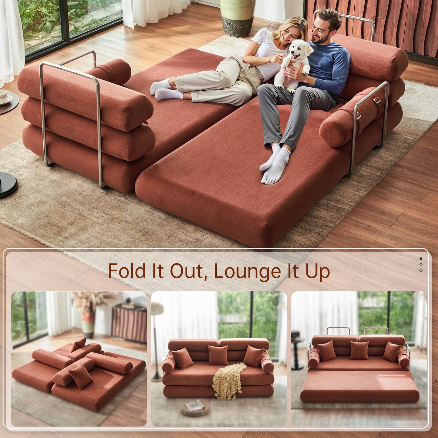 35'' High-Back Floor Couch Bed