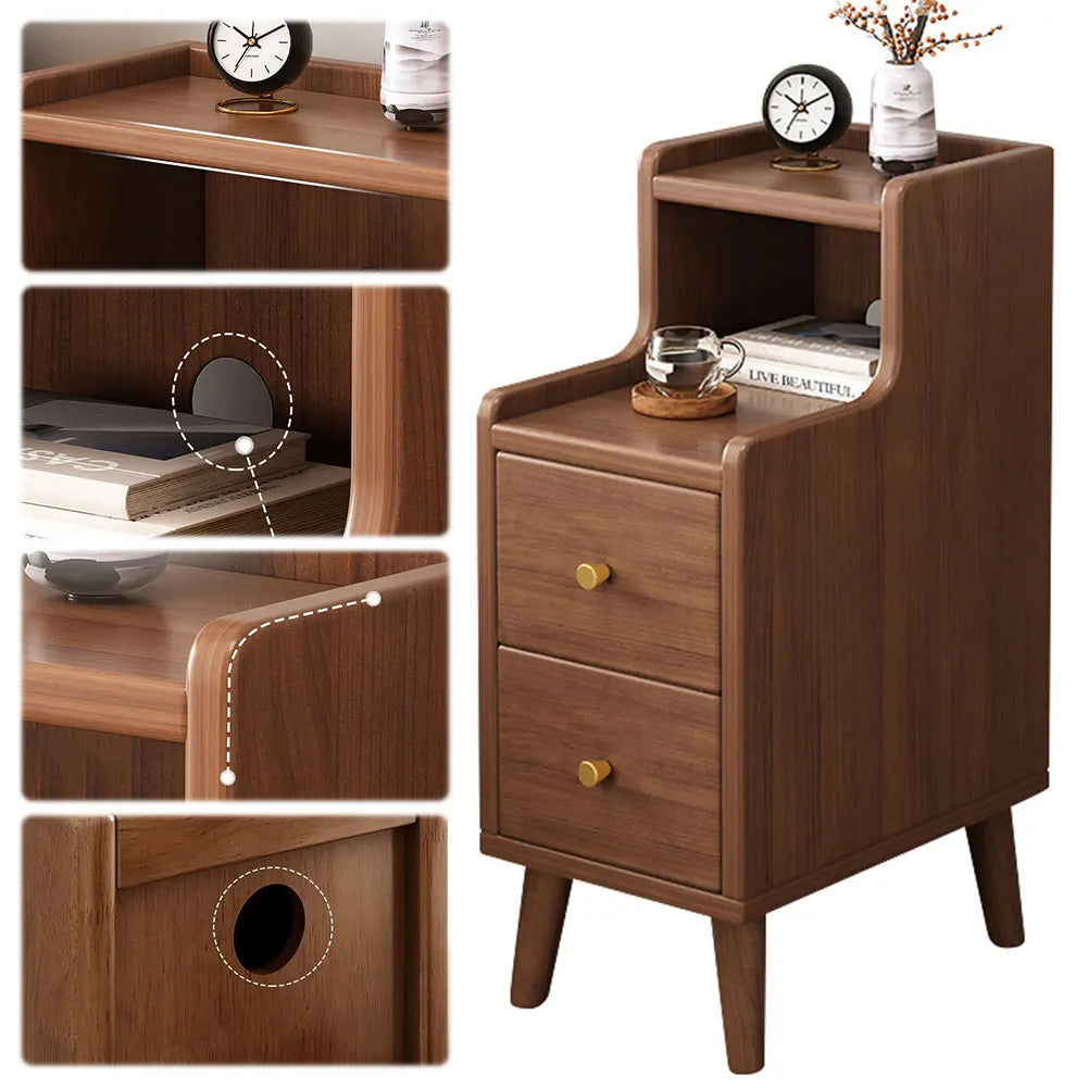 Solid Wood Nightstand with Storage Space