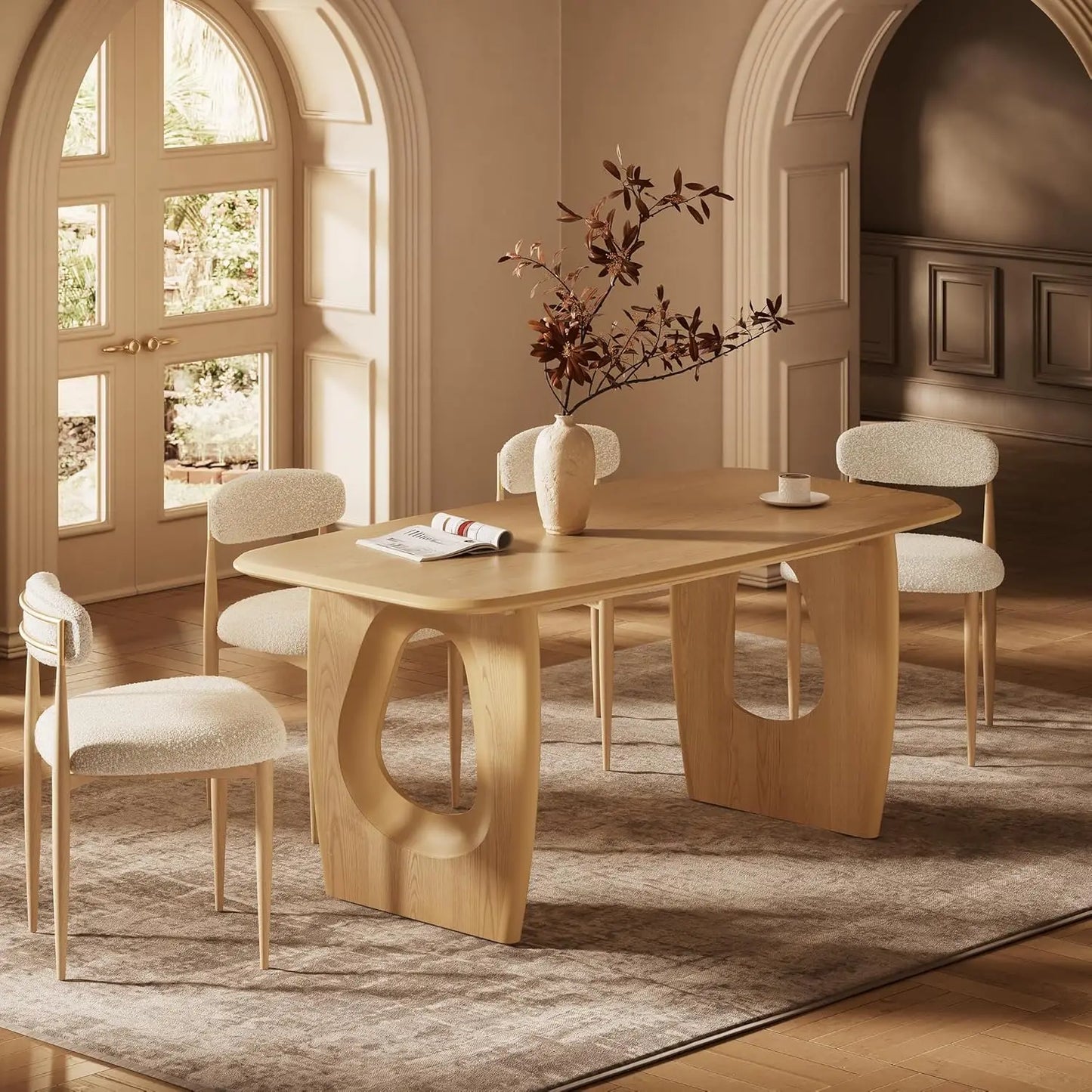 Modern Rectangular Dining Table with Pedestal Base