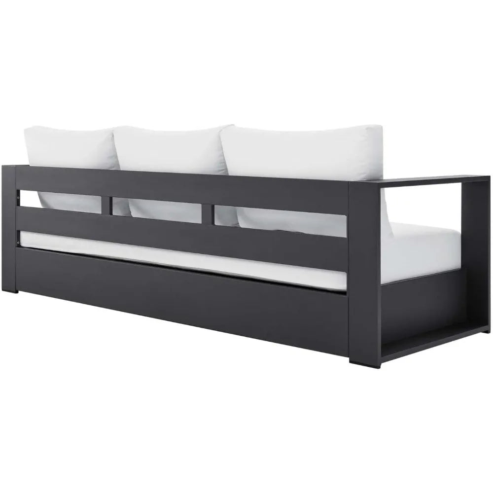 Gray White Aluminum Outdoor Patio Sofa