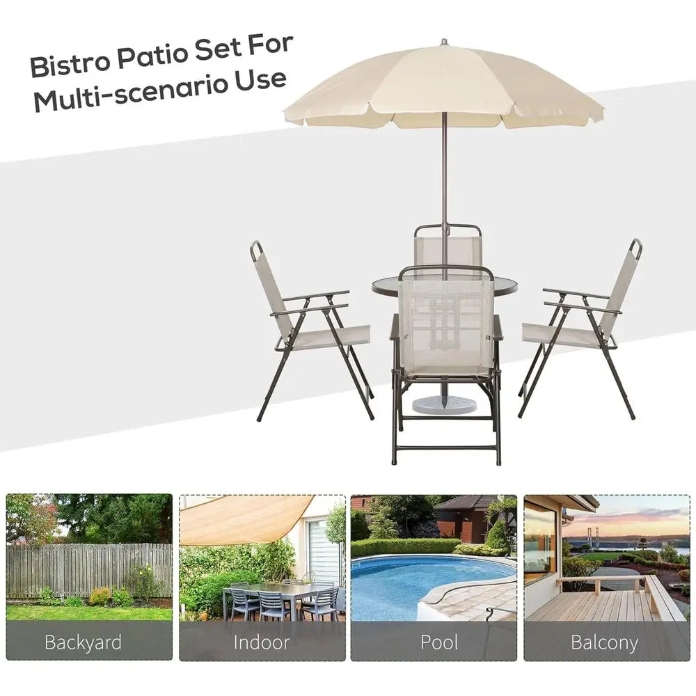 6-piece Patio Dining Set with Umbrella