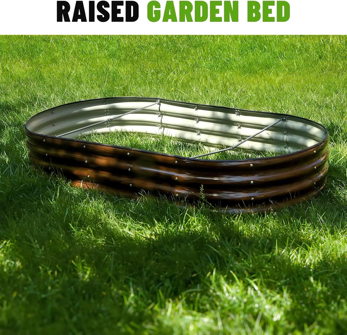 2-Piece Oval Metal Raised Garden Bed Kit