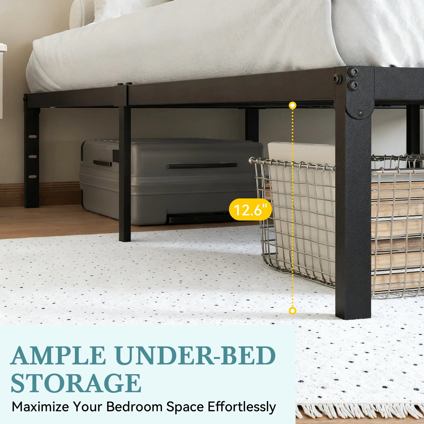 Metal Platform Bed Frame with Storage