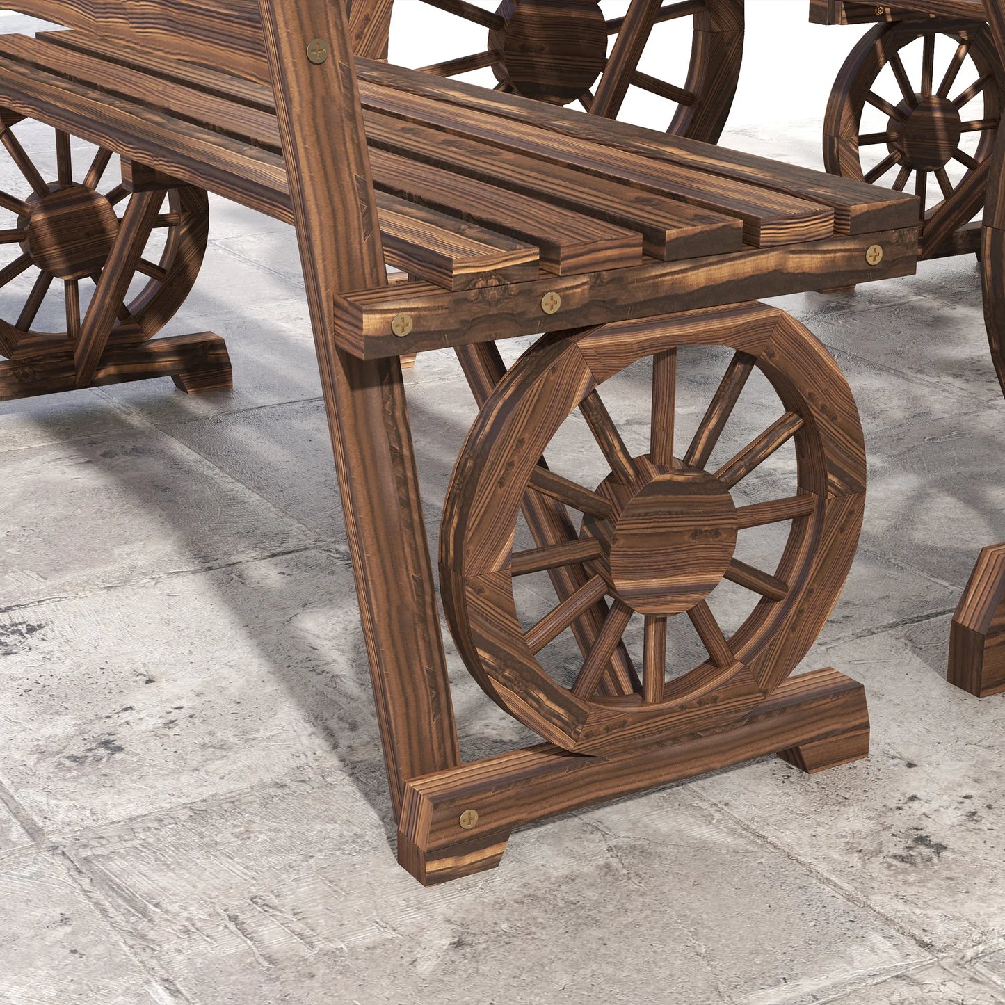 Patio Dining W/ Carriage Wheels Design