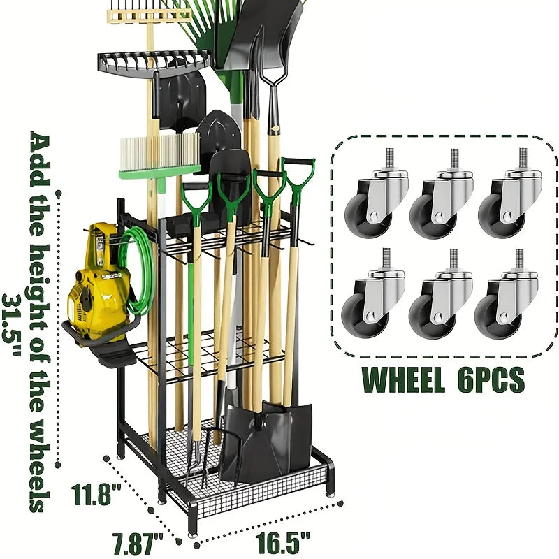 Heavy-Duty Steel Garden Tool Rack