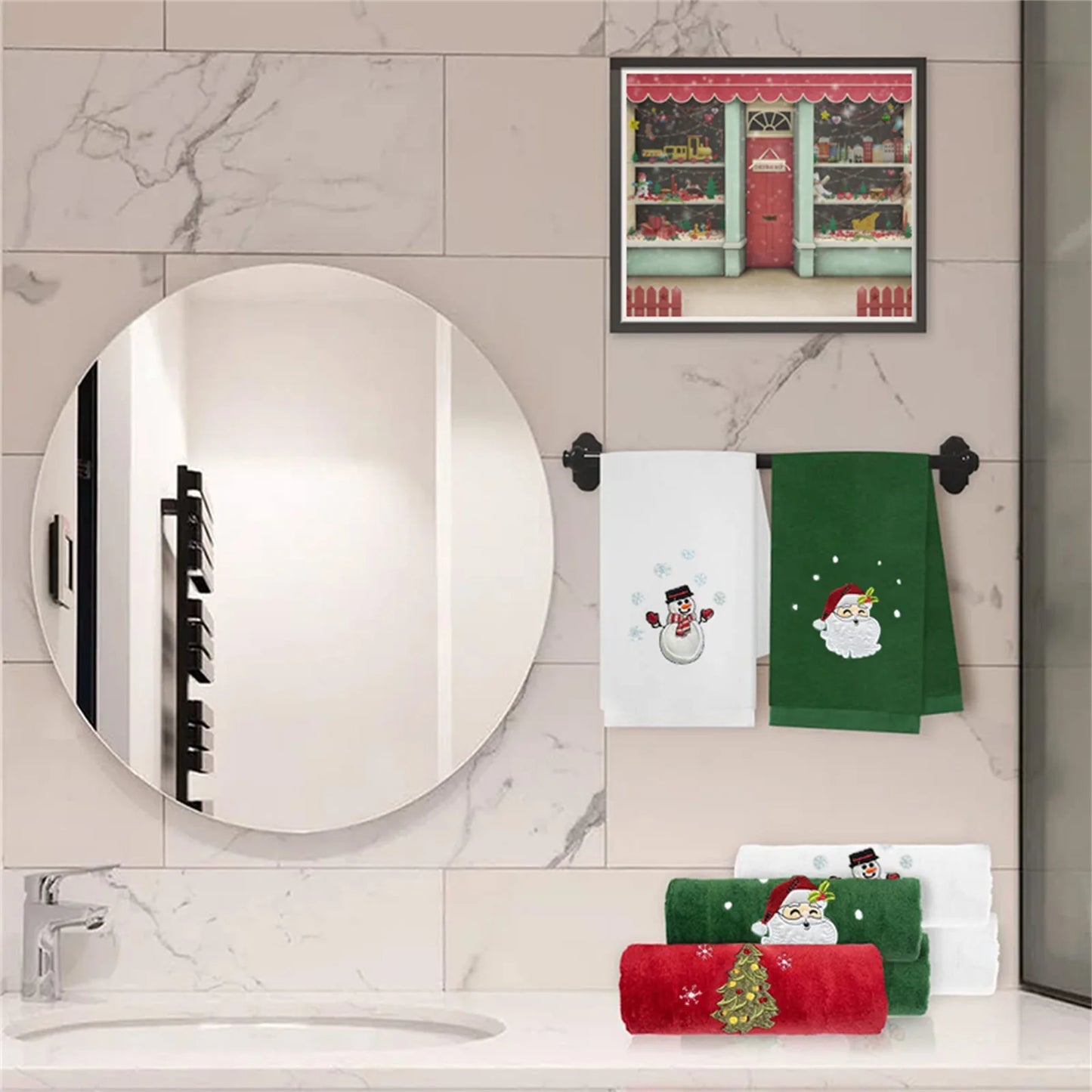 Embroidered Christmas Hand Towel Set