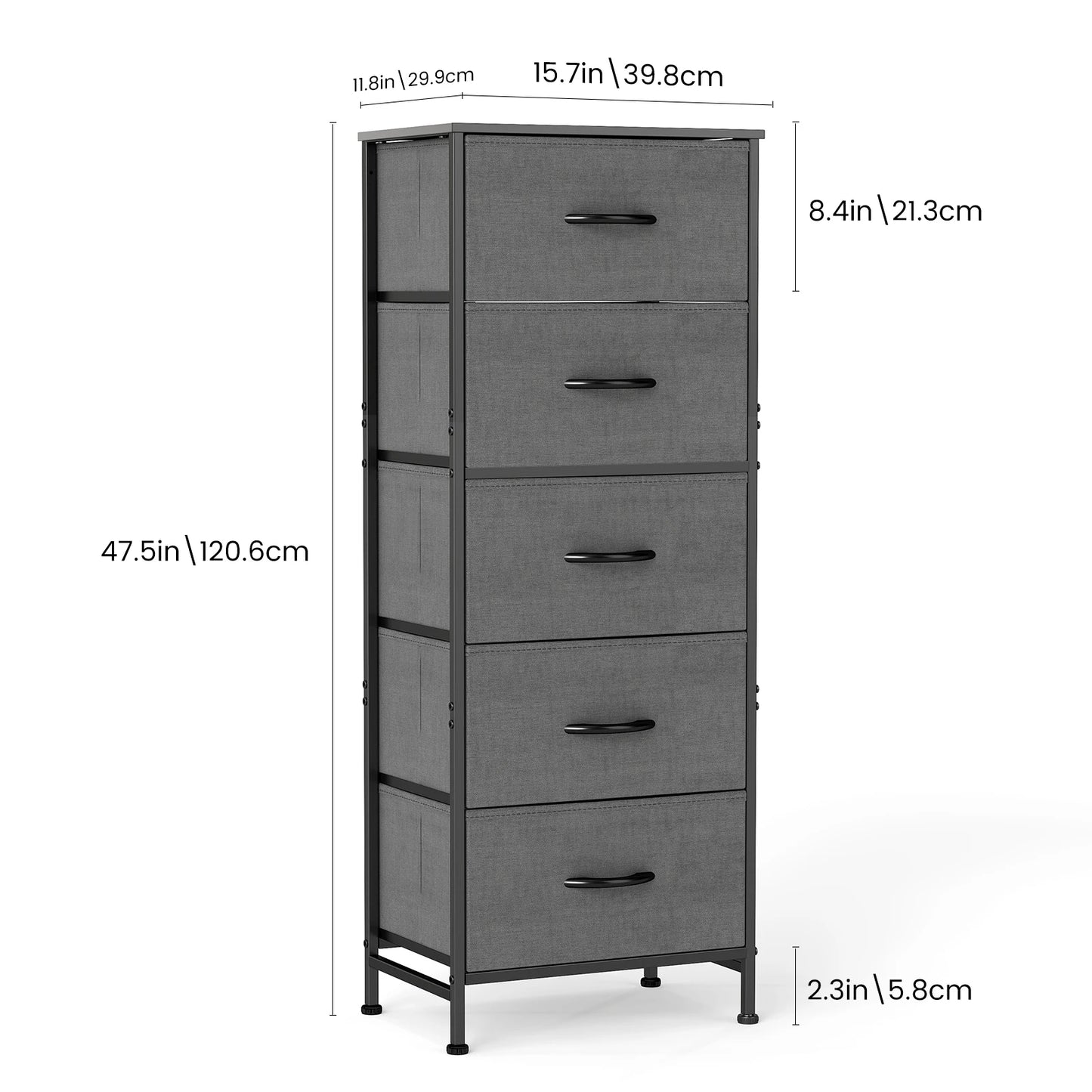 Dresser with 5 Fabric Drawers