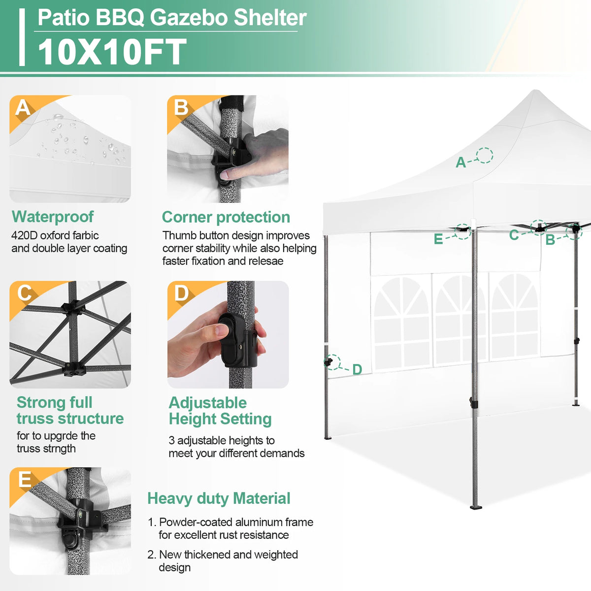 10x10 Heavy Duty Pop up Canopy Tent