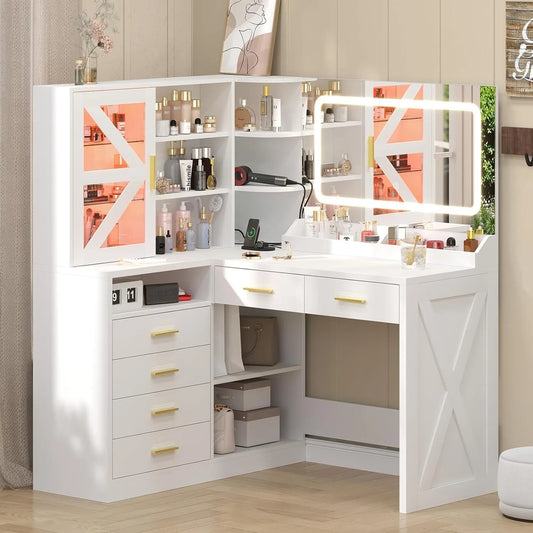 L-Shaped Corner Vanity Desk