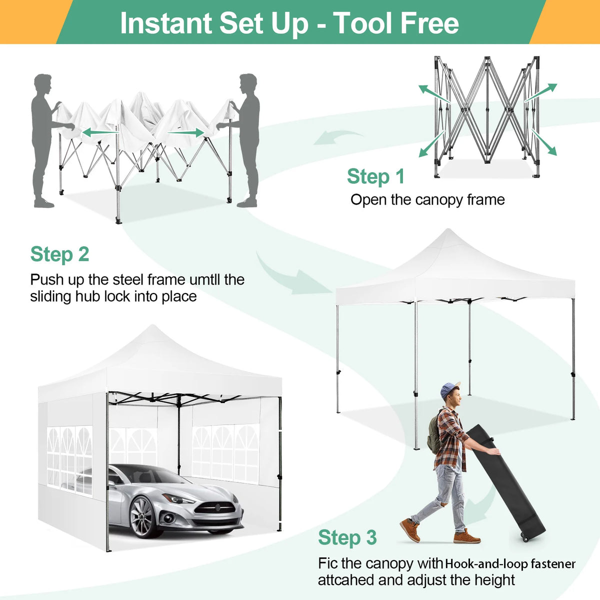 10x10 Heavy Duty Pop up Canopy Tent