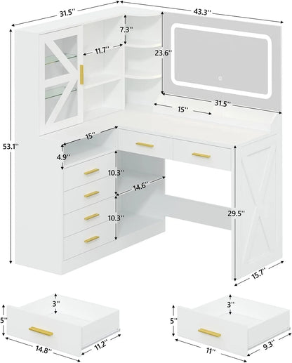 L-Shaped Corner Vanity Desk