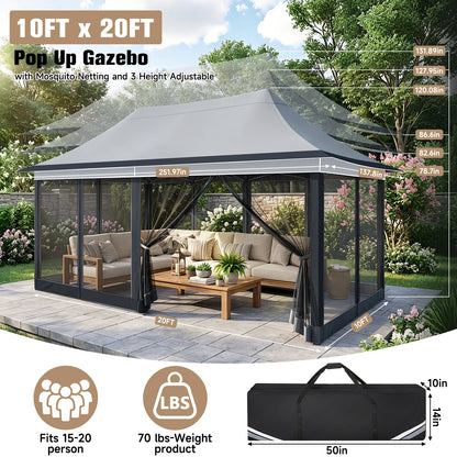 10x20ft Pop Up Gazebo Pavilion