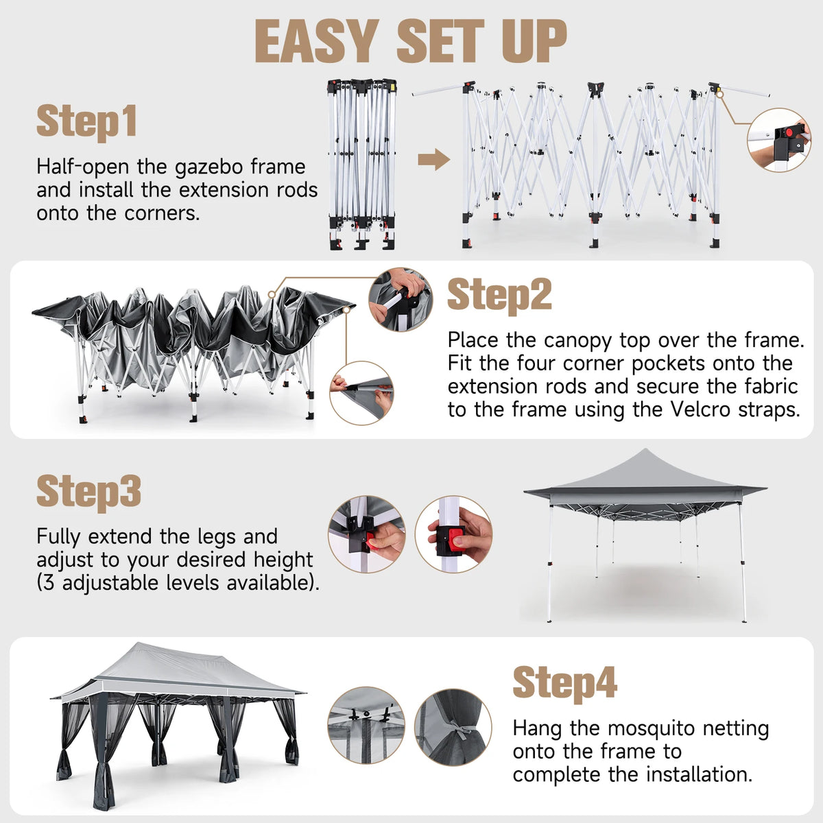 10x20ft Pop Up Gazebo Pavilion