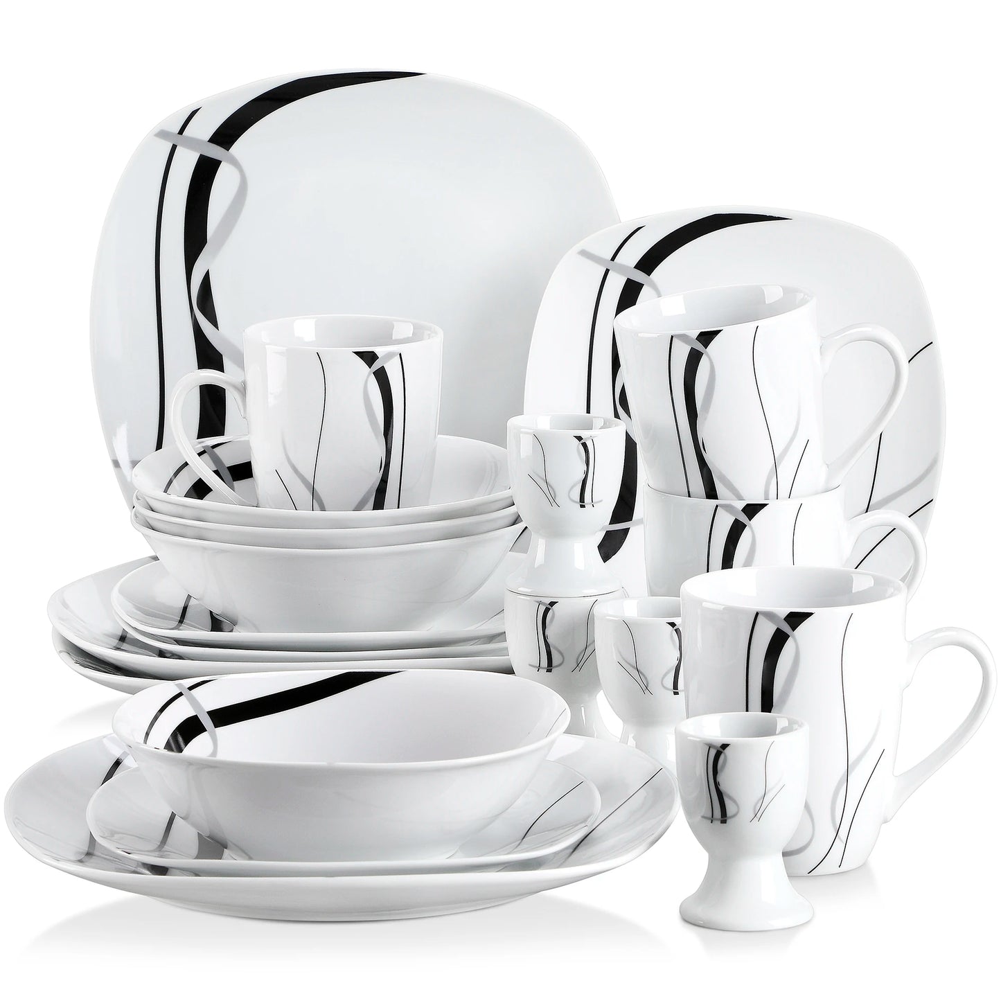 Black Stripe Dinner Plate Combo Set