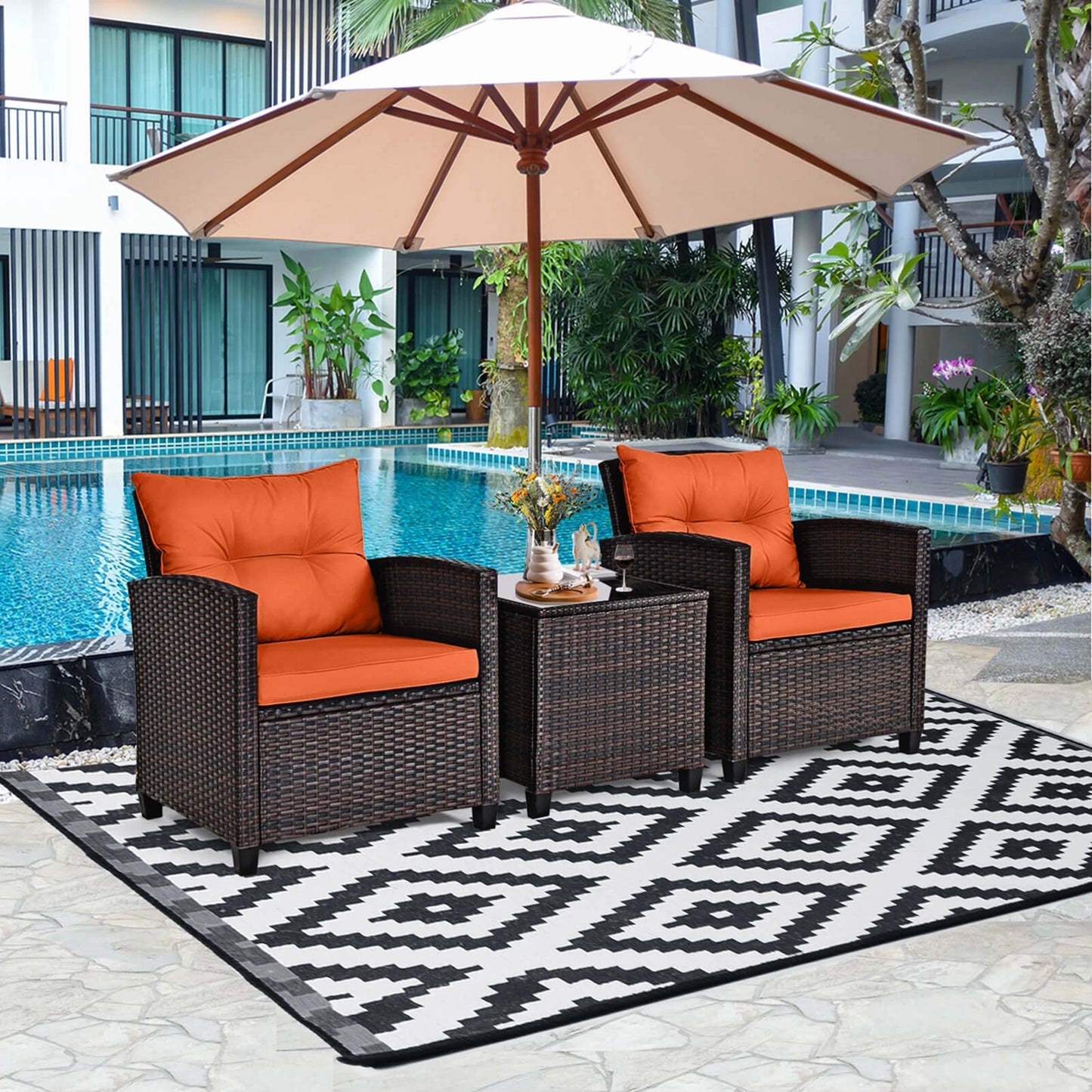 3-pc Rattan Furniture Set