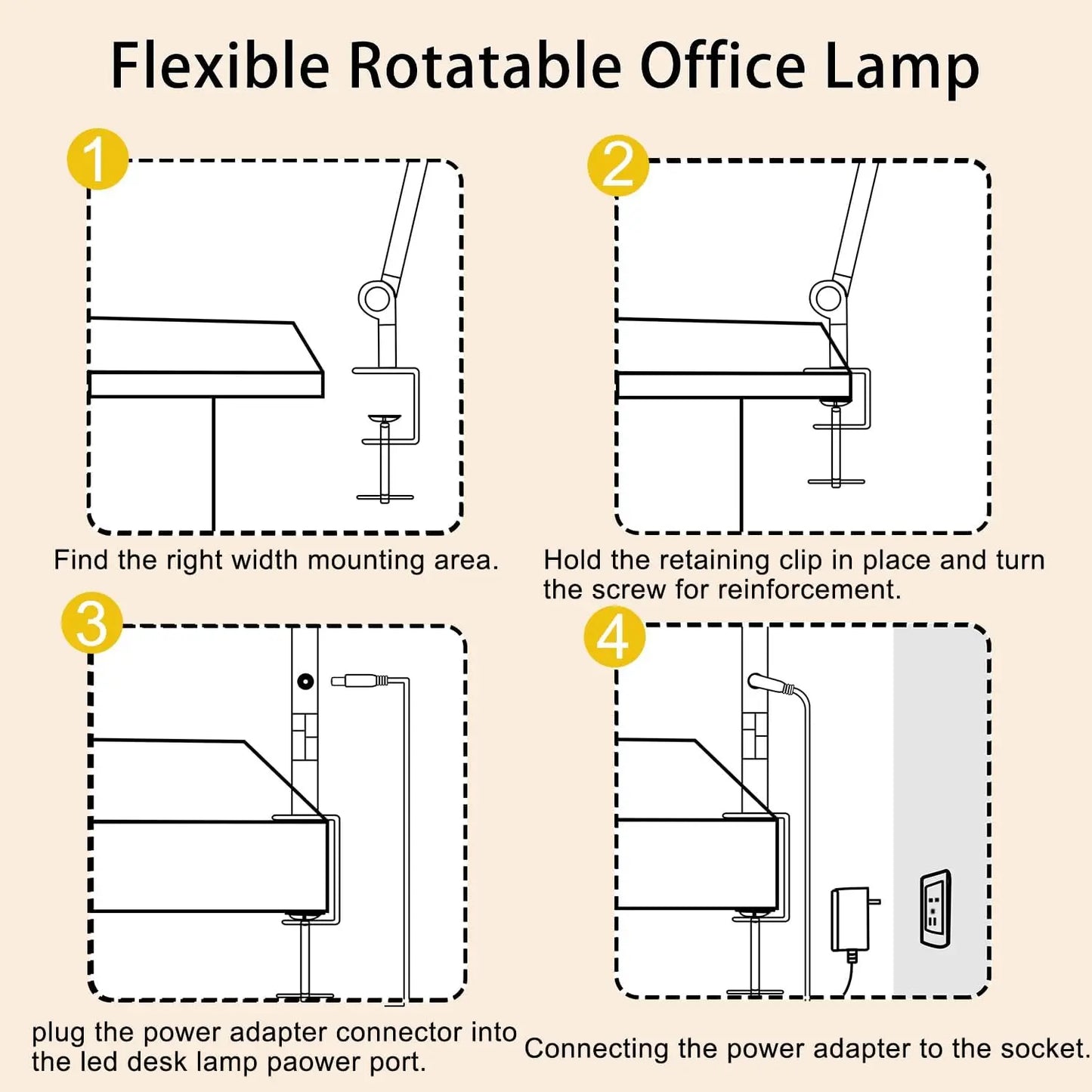Flexible Desk Lamp with Clamp