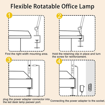 Flexible Desk Lamp with Clamp