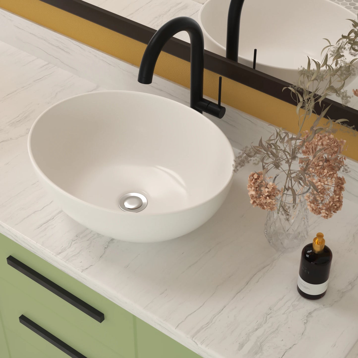 White Ceramic Oval Bathroom Sink