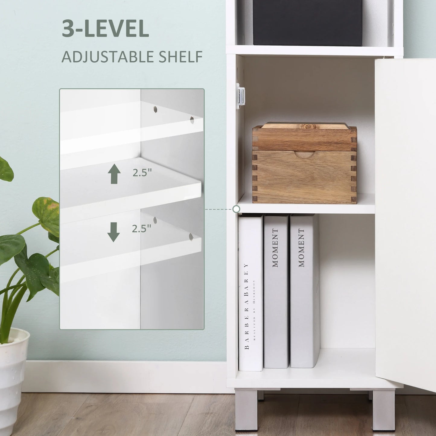Tall Bathroom Storage Cabinet with Mirror