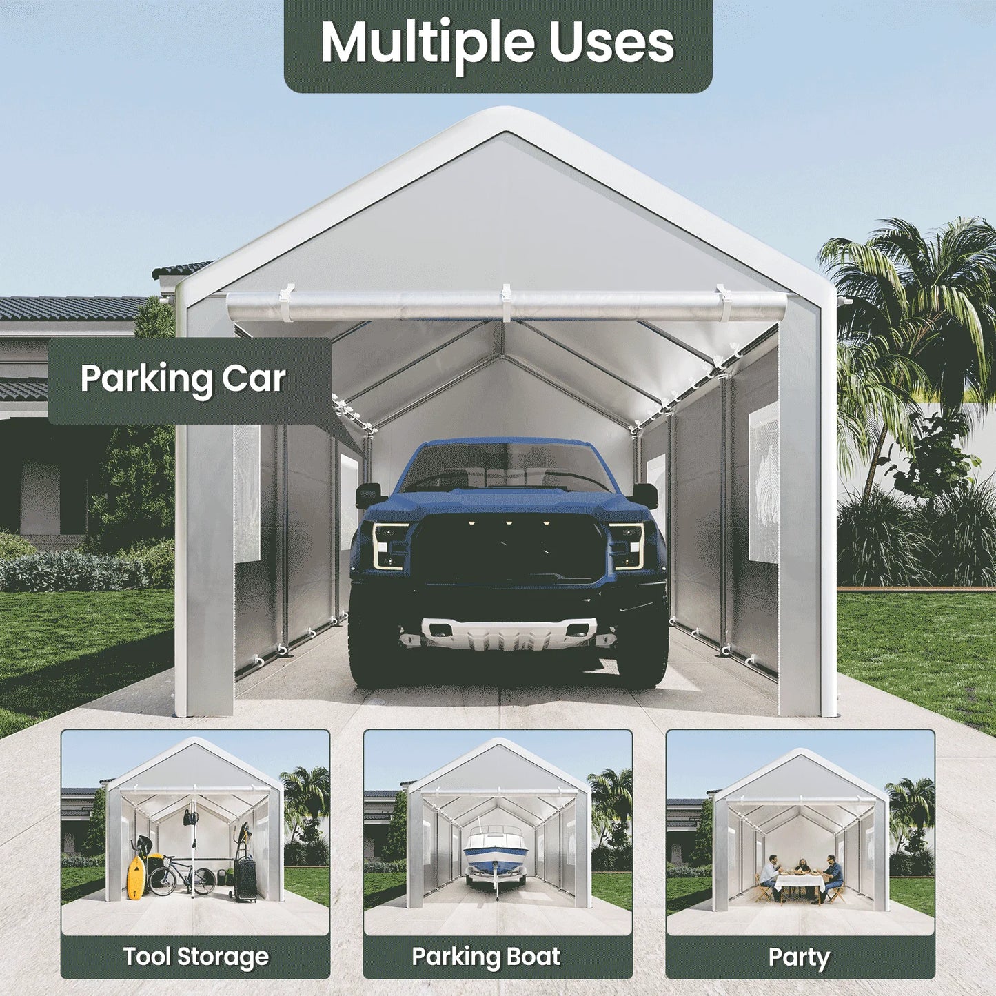 10x20 Ft, Heavy Duty Car Canopy