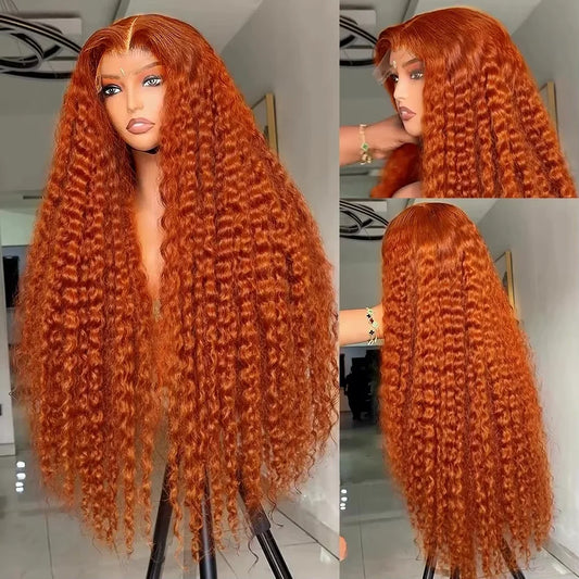 30 Inches Ginger Orange Deep Wave Wig