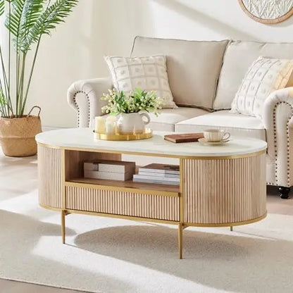 Oval Table with Drawer
