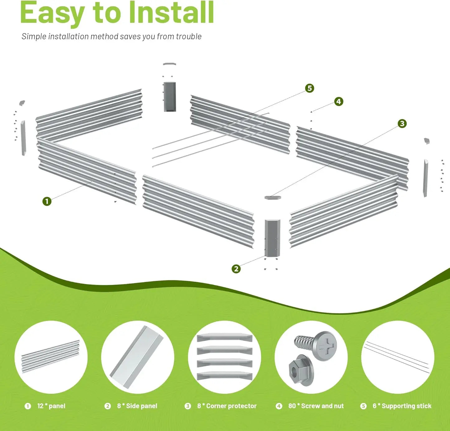 2-Pack Galvanized Raised Garden Bed Kit