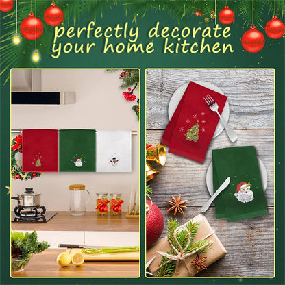 Embroidered Christmas Hand Towel Set