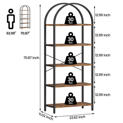 5-Tier Arched Bookshelf