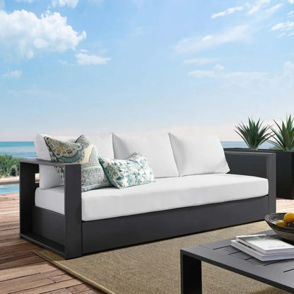 Gray White Aluminum Outdoor Patio Sofa