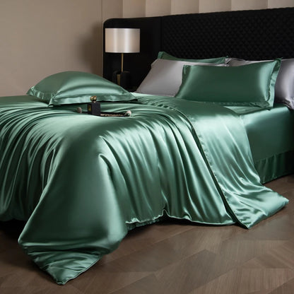 Silk Bed Sheets Set with Duvet Cover