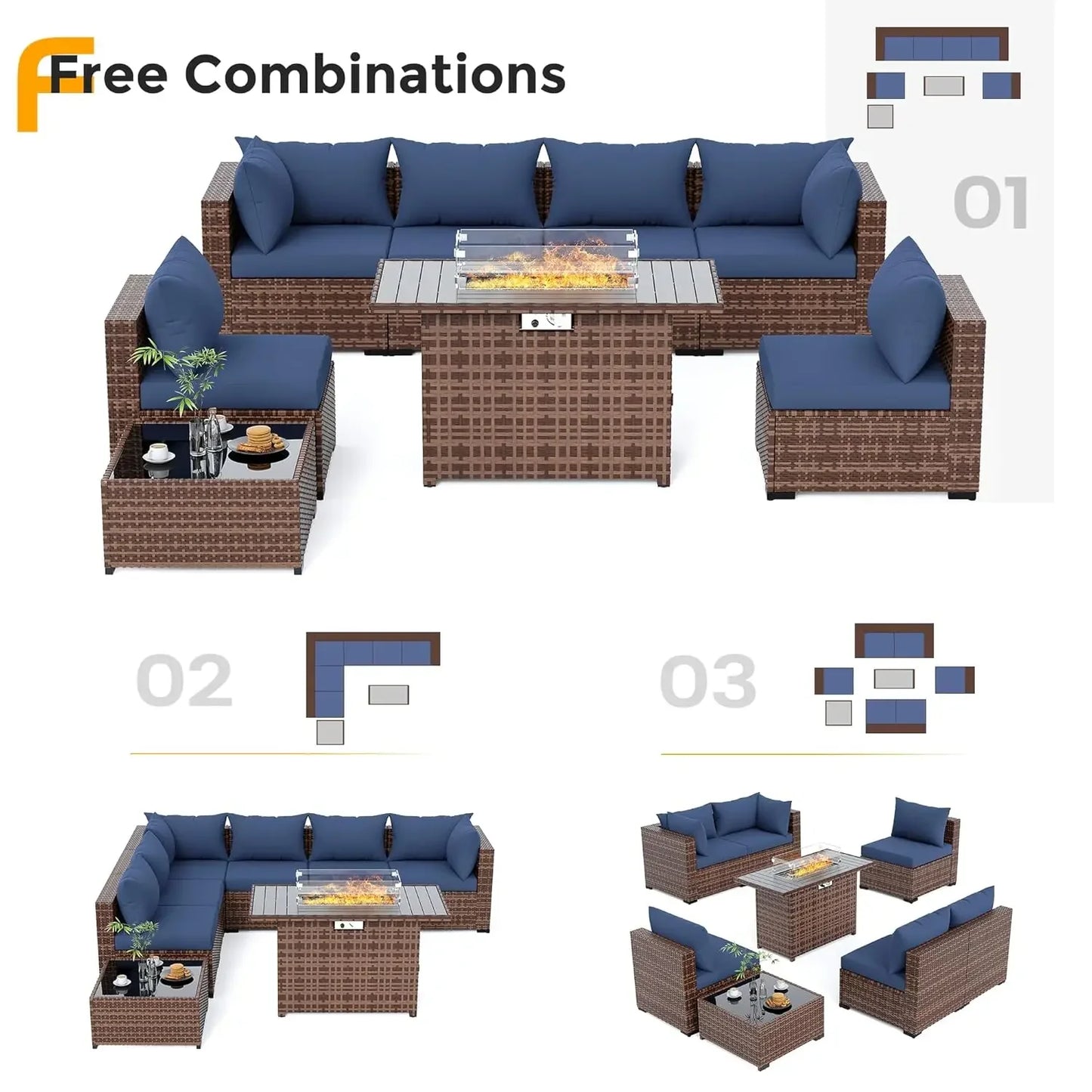 Furniture Set with Fire Pit Table