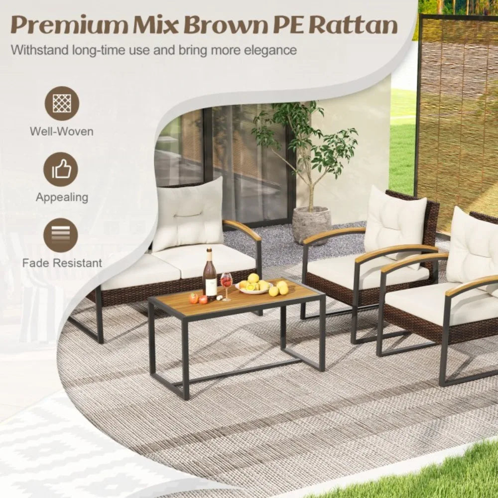 4-pc Rattan Patio Furniture