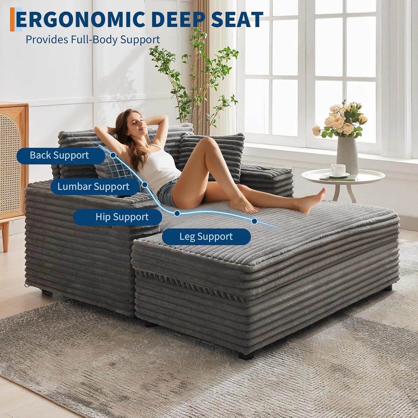 Chaise Lounge with Charging Station and Sleeper