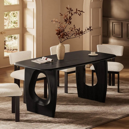 Modern Rectangular Dining Table with Pedestal Base