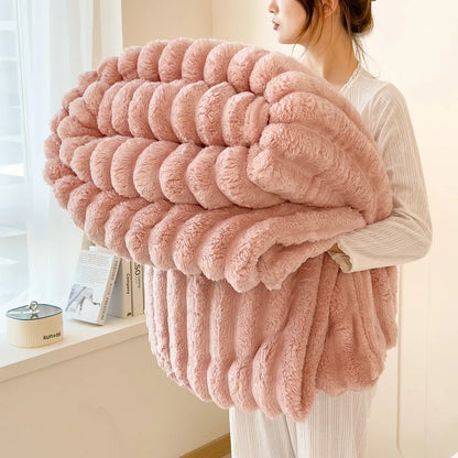 Wide Striped Flannel Multifunctional Blanket