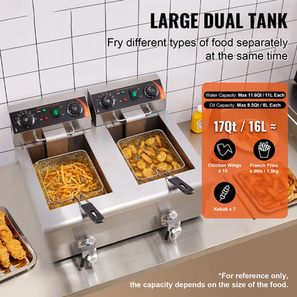 Electric Deep Fryer w/Dual Removable Tanks