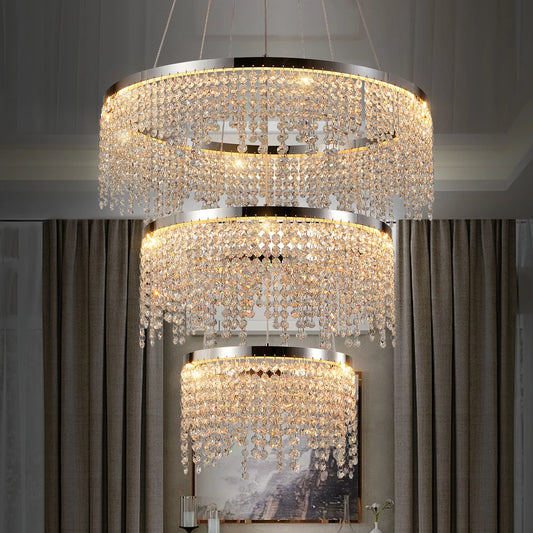 Crystal Chandelier, Dimmable Led Ceiling Lamp