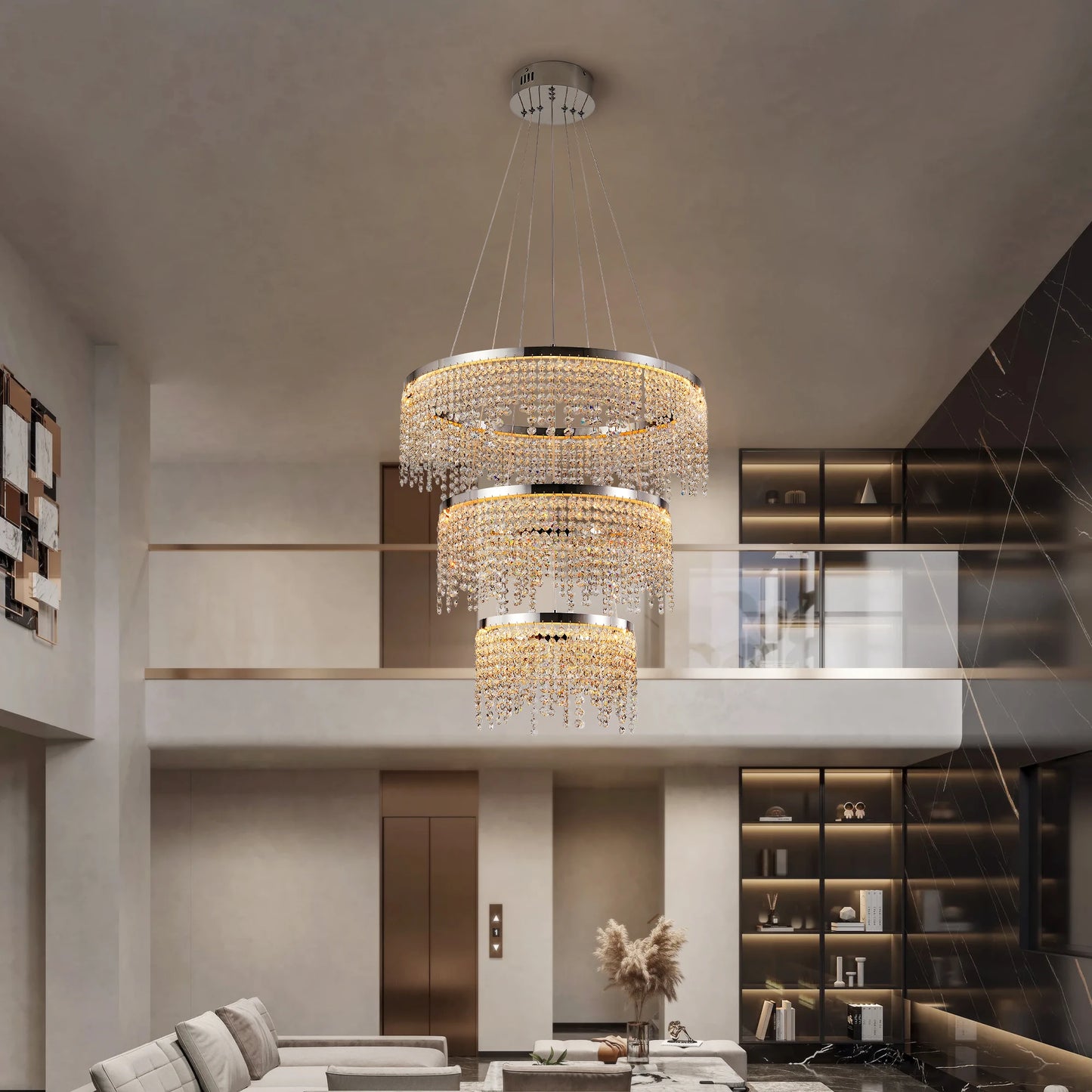 Crystal Chandelier, Dimmable Led Ceiling Lamp