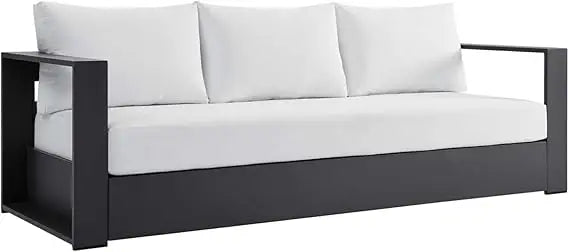 Gray White Aluminum Outdoor Patio Sofa
