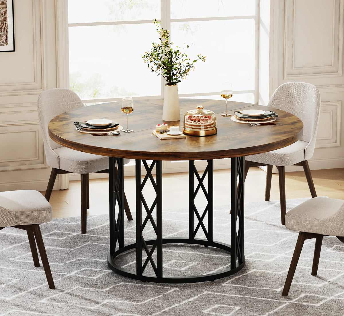 Round Dining Table for 4-6 People