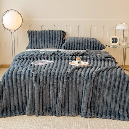 Wide Striped Flannel Multifunctional Blanket