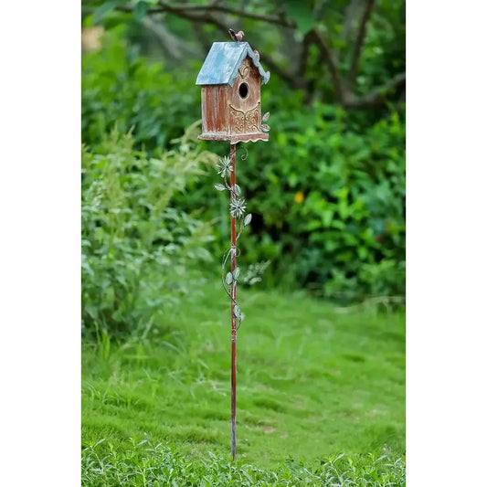 Cottage Bird House with Pole