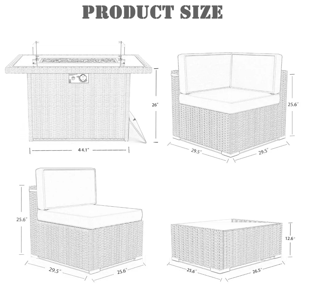 Patio Furniture with 44" Gas Fire Pit