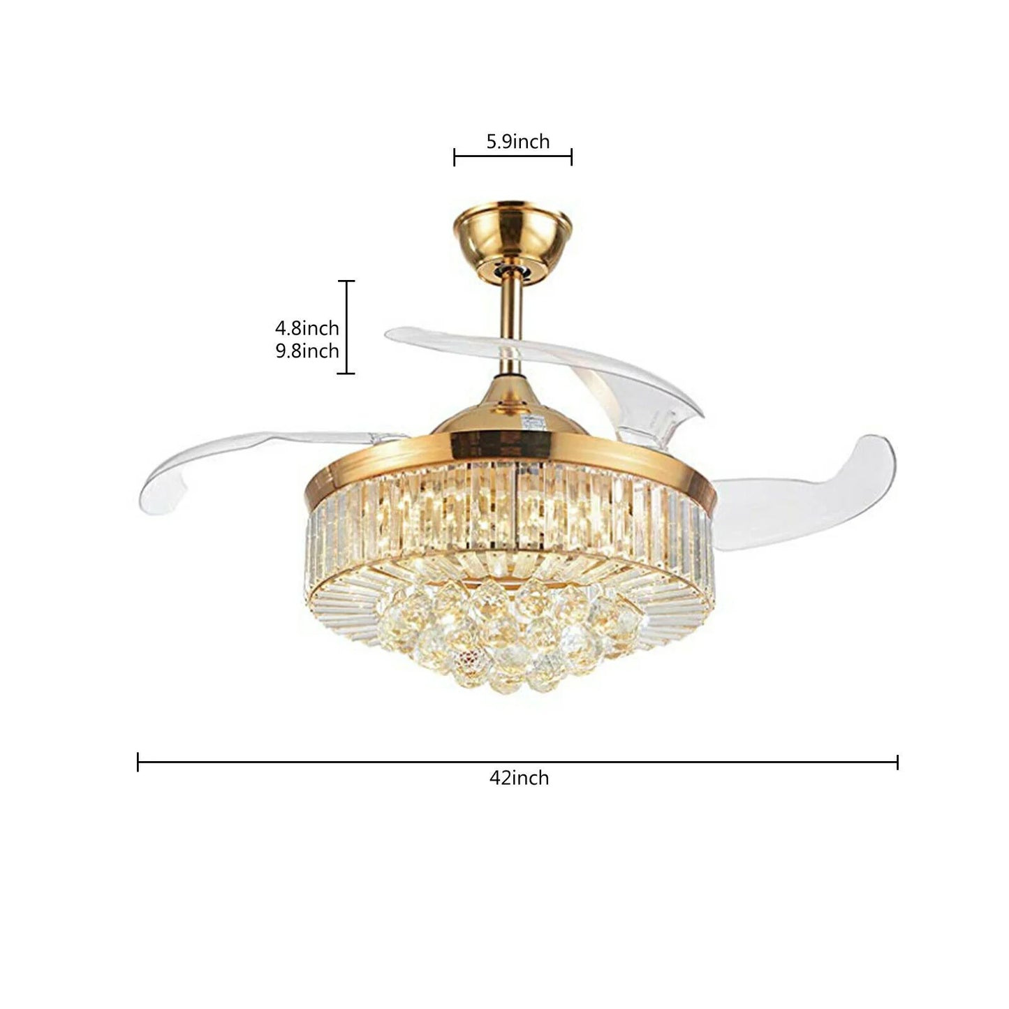 Ceiling Fan and Crystal Retractable Chandelier