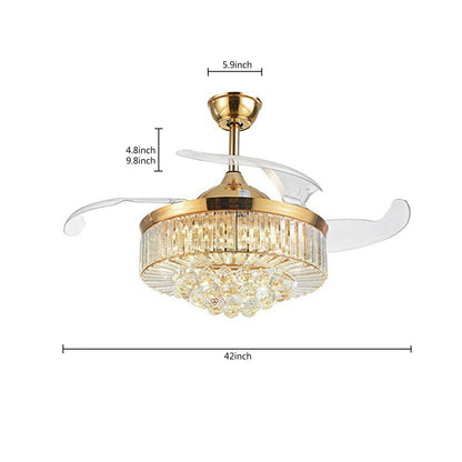 Ceiling Fan and Crystal Retractable Chandelier