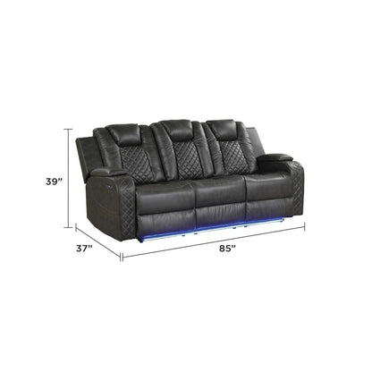 Gray Faux Leather Reclining Sofa Set