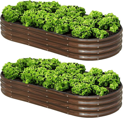 2-Piece Oval Metal Raised Garden Bed Kit