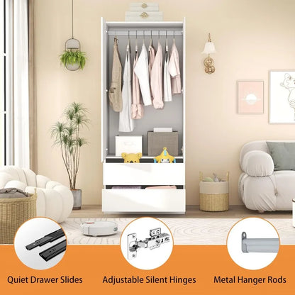 75" White Wooden Armoire